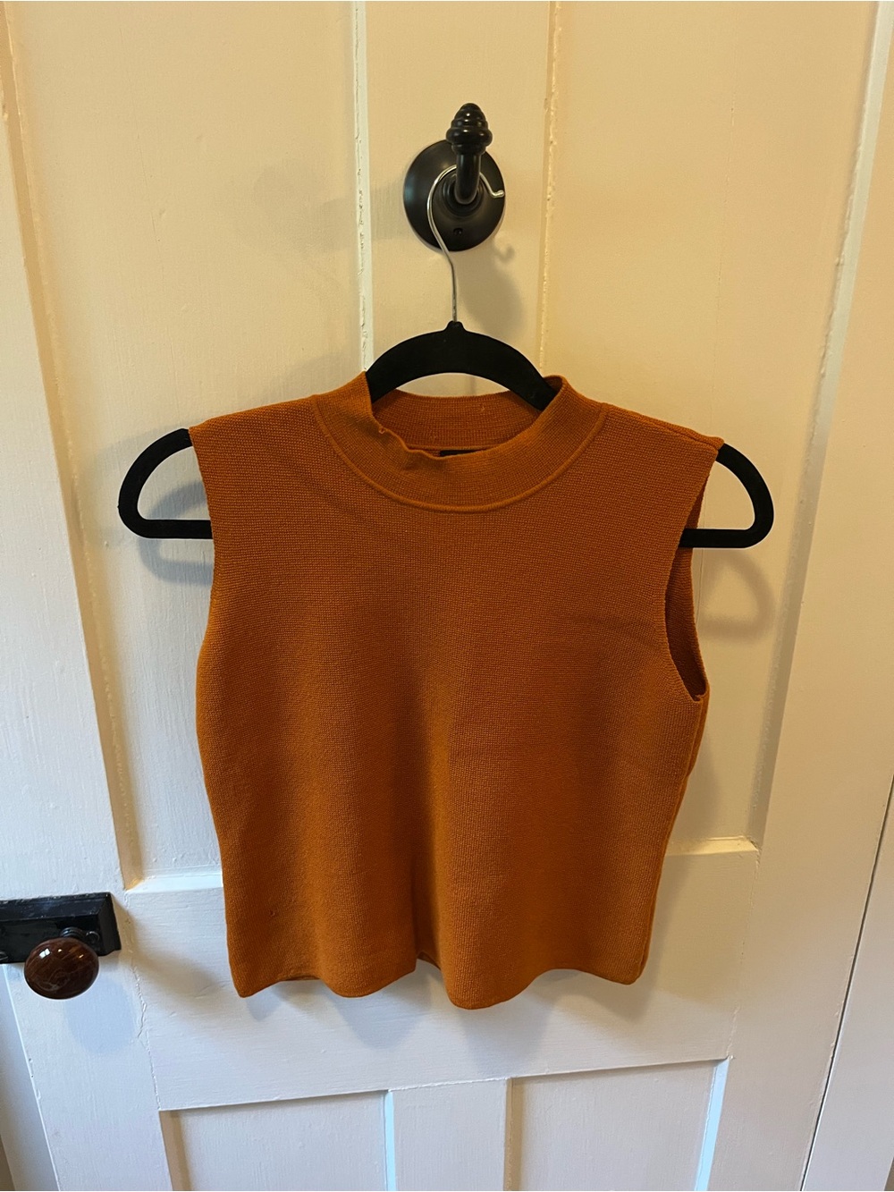 Vintage Eileen Fisher 100% Wool Rust Turtleneck Tank Top Small Petite